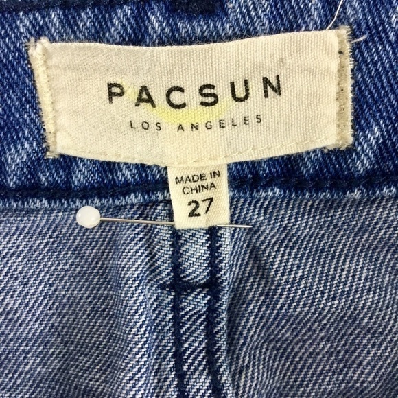 PACSUN Denim Jean Mini Skirt With Patches Size 27 - Picture 4 of 9